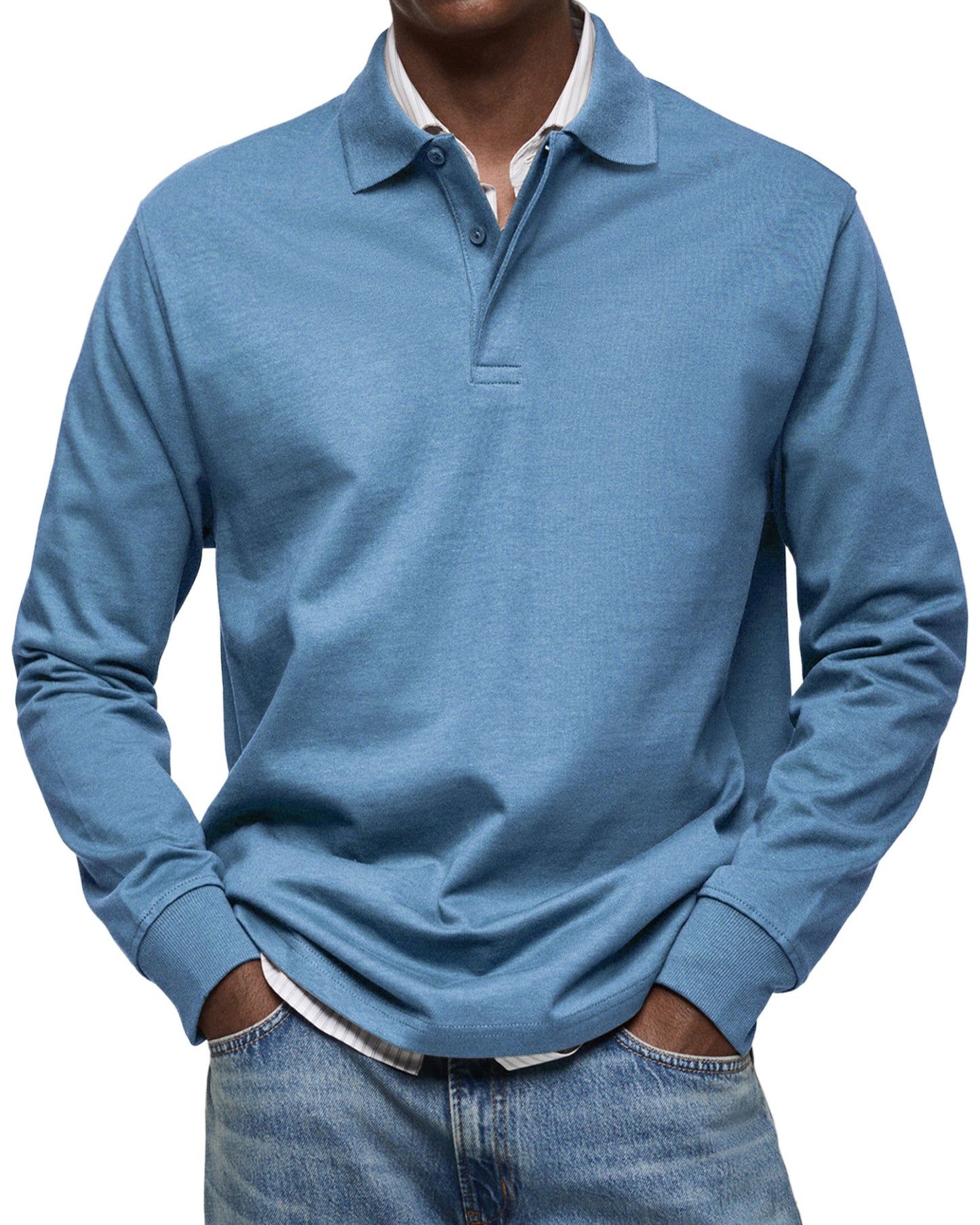 Argent | Polo de luxe à manches longues