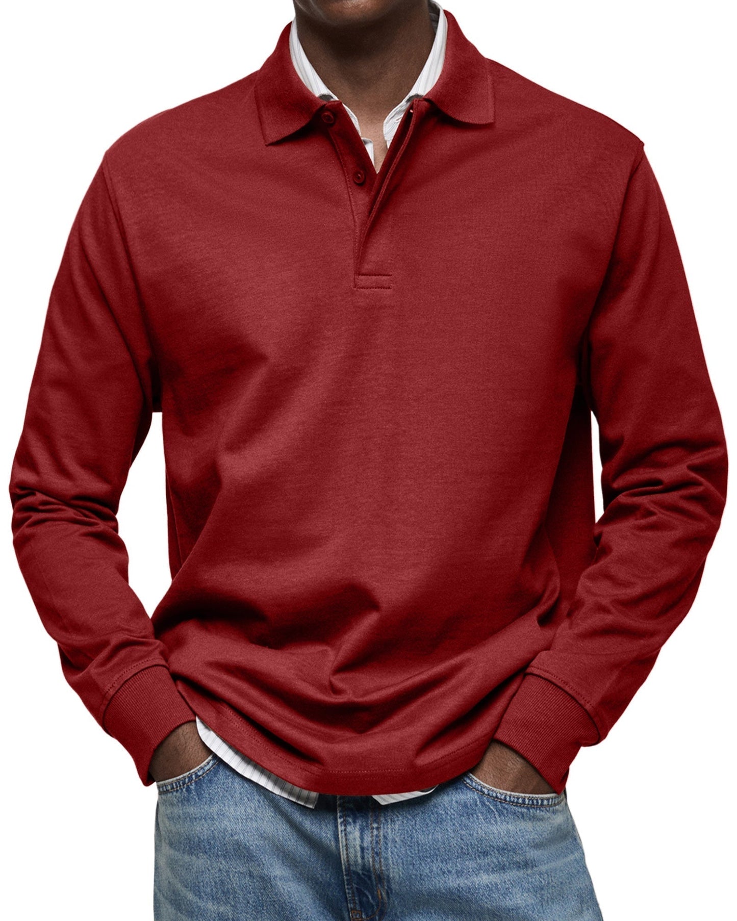 Argent | Polo de luxe à manches longues
