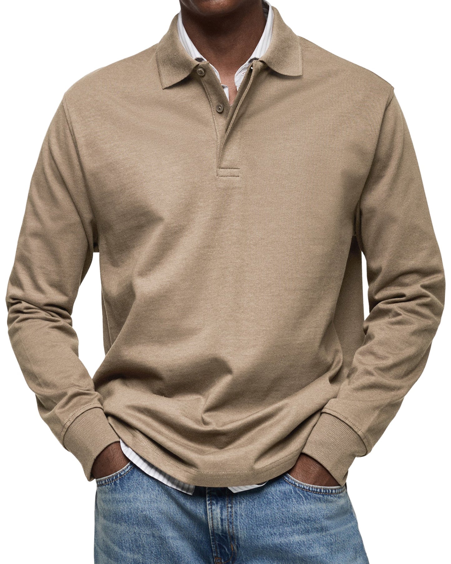 Argent | Polo de luxe à manches longues