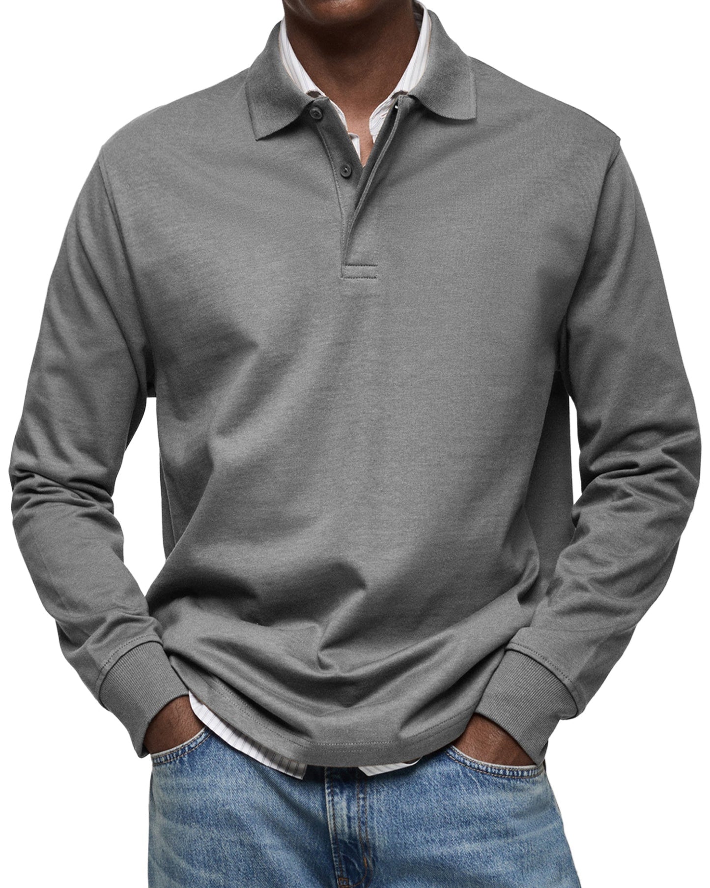Argent | Polo de luxe à manches longues
