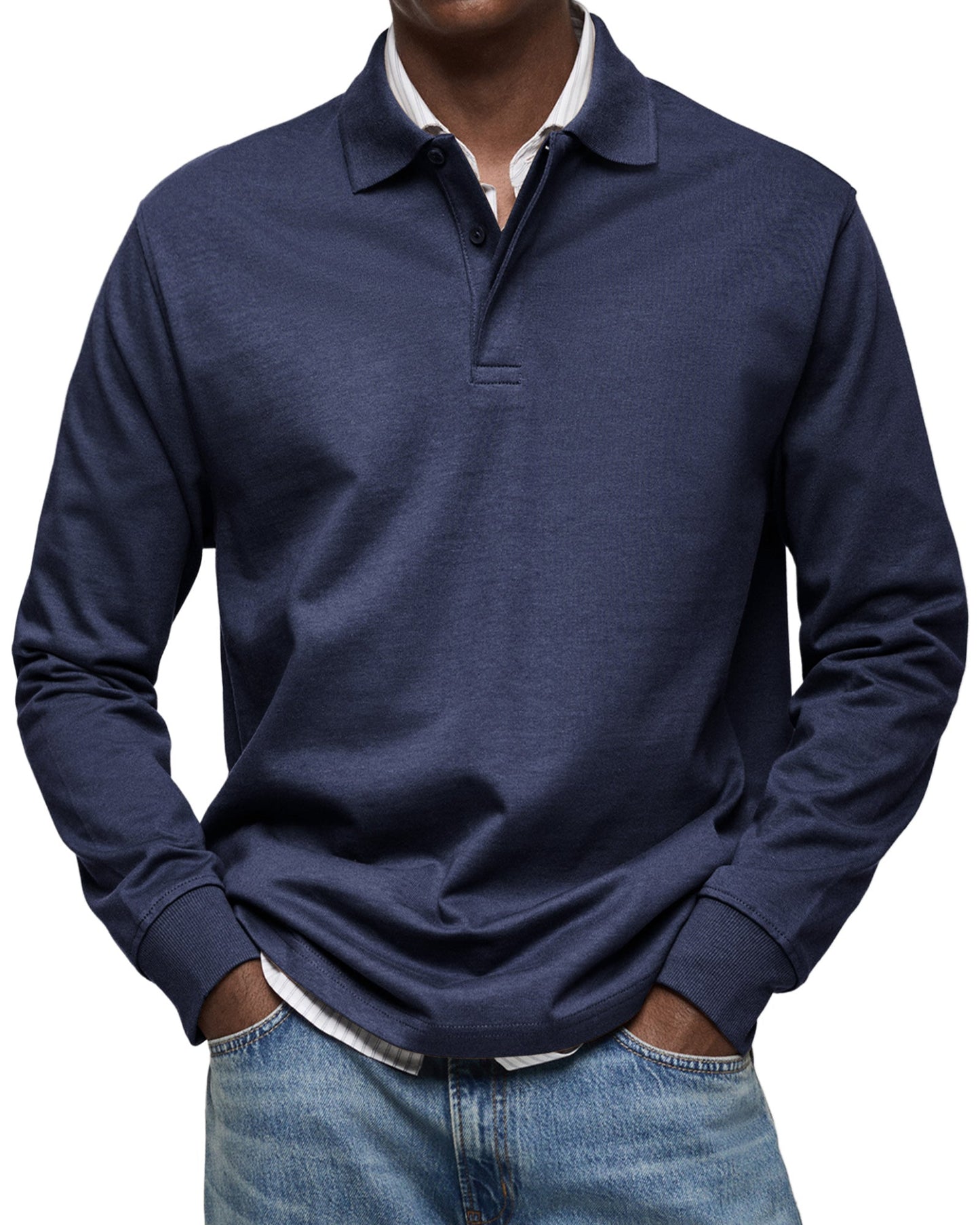Argent | Polo de luxe à manches longues