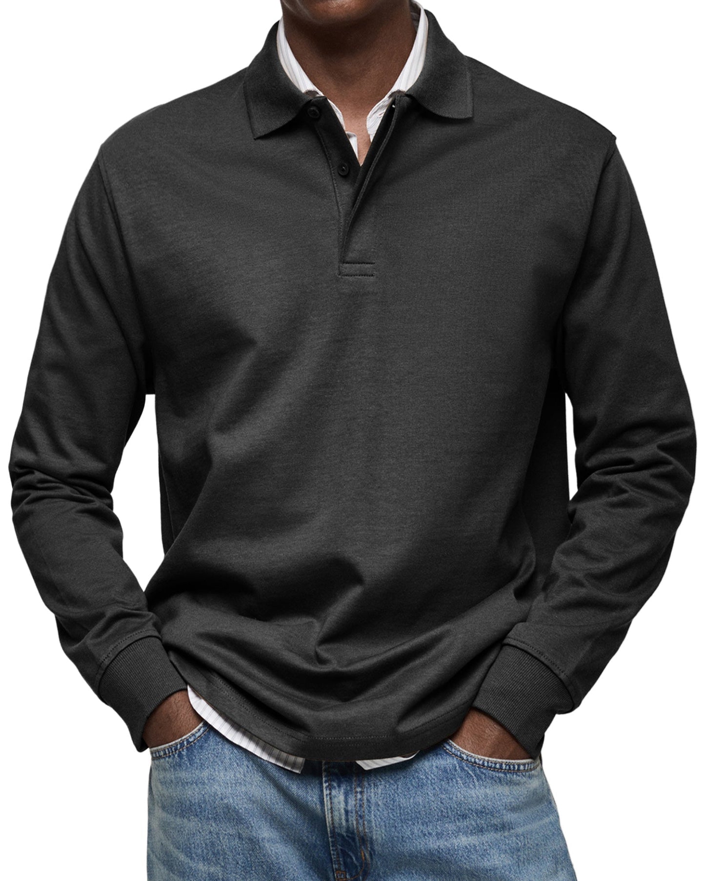Argent | Polo de luxe à manches longues