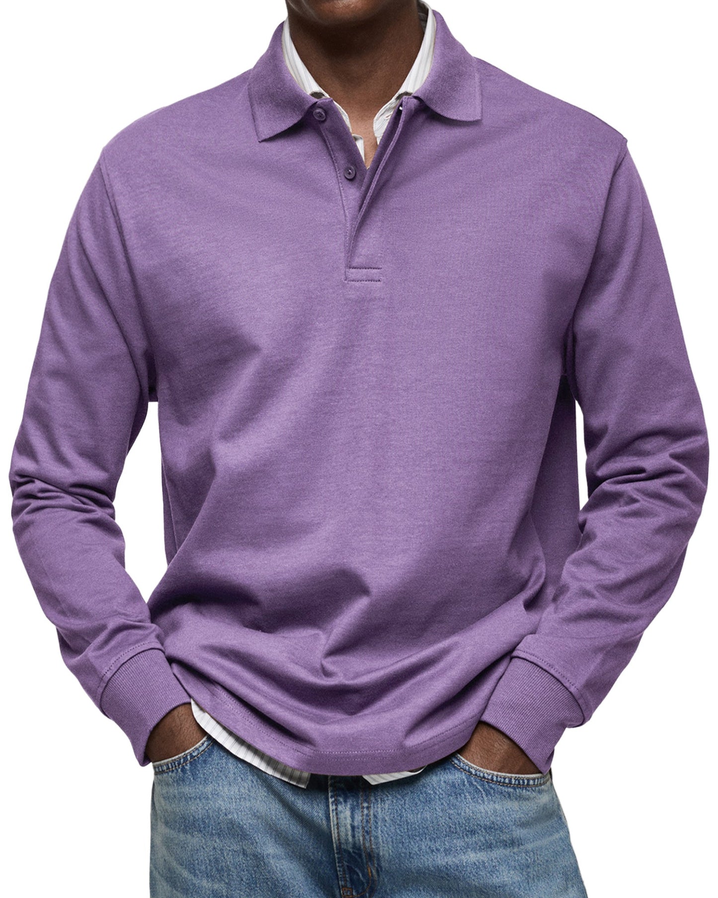 Argent | Polo de luxe à manches longues
