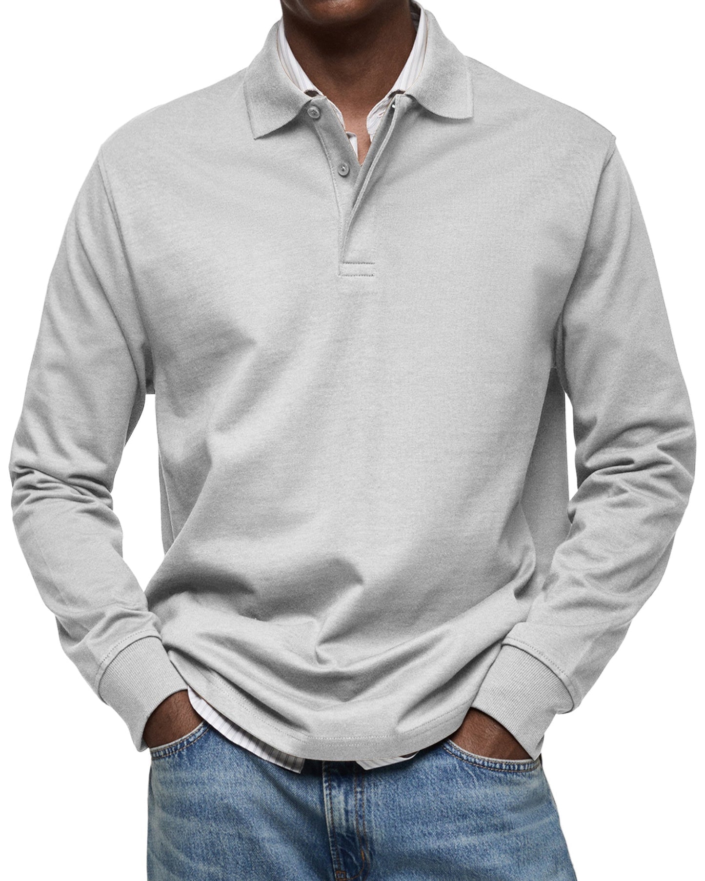 Argent | Polo de luxe à manches longues