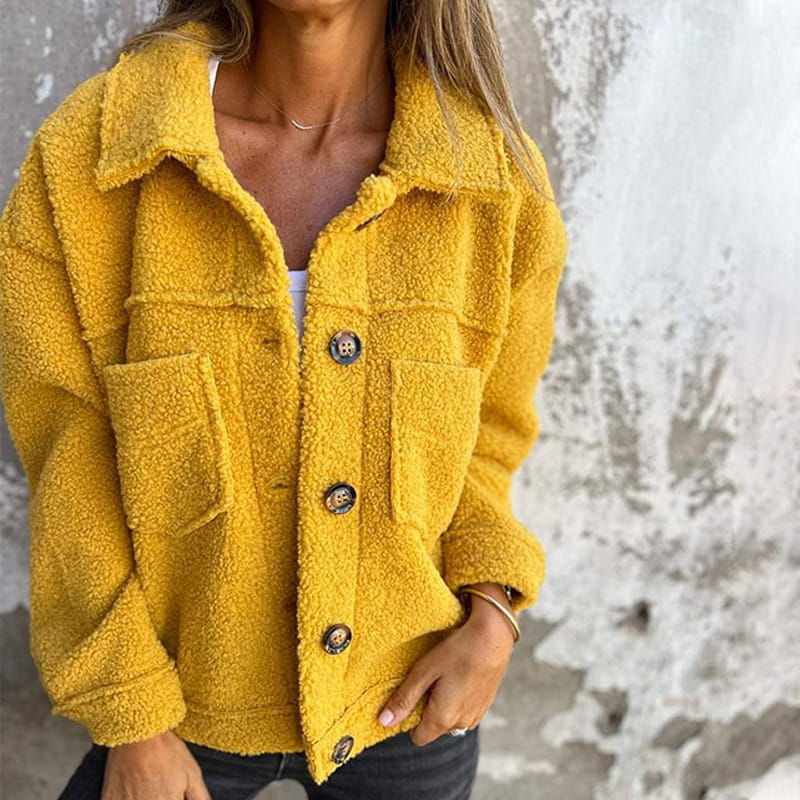 Maison Argent | Veste en sherpa à boutons et poches plaquées pour femme