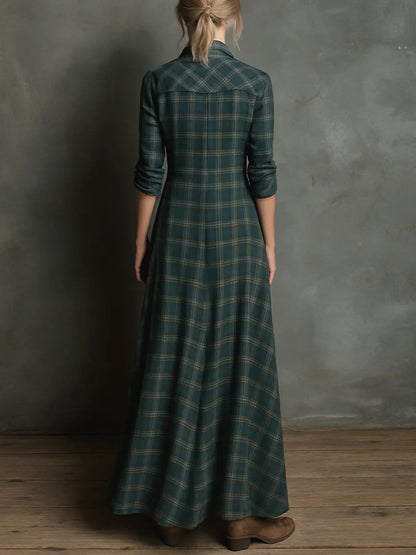 Maison Argent | Robe longue à carreaux verte